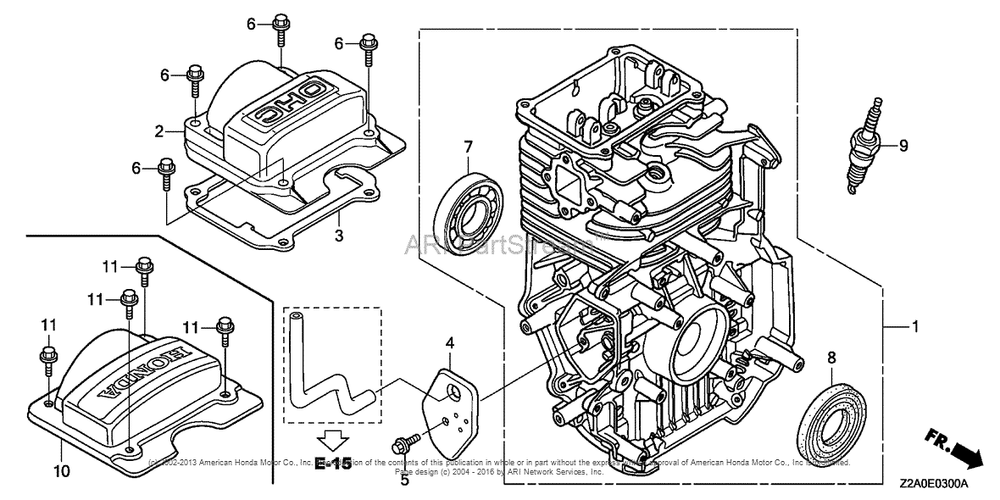 Cylinder Barrel Diagram and Parts List for GS160LA (typeQHAF)(GCABA-1000001) Honda Engine
