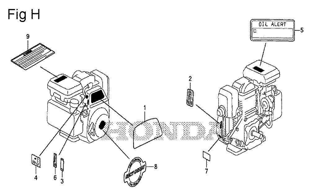 Fig-8 Diagram and Parts List for GS190A Type SBE6 Honda Engine