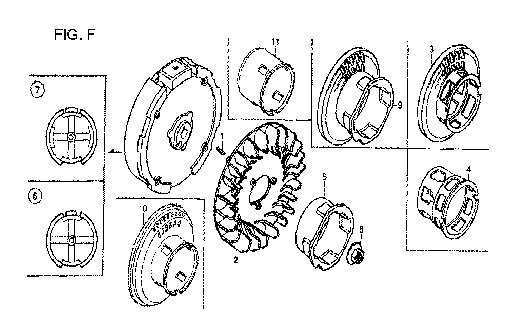 Fig-6 Diagram and Parts List for GX120T1 Type QXBR Honda Engine