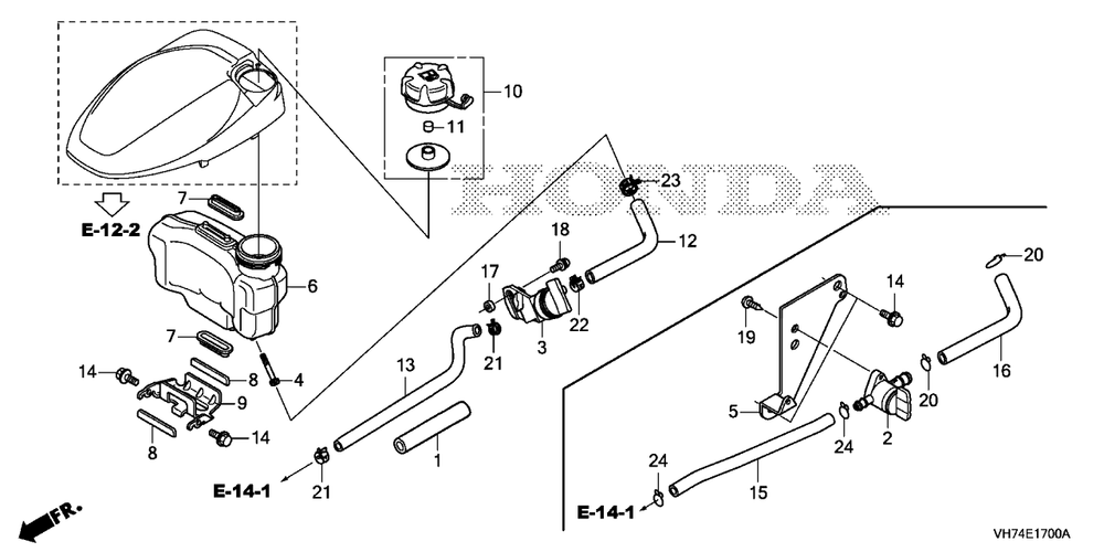 Fuel Tank (Hrx217k6) Diagram and Parts List for HRX217K6 (Type  HYA)(MAMA-1000001 - 9999999) Honda Lawn Mower