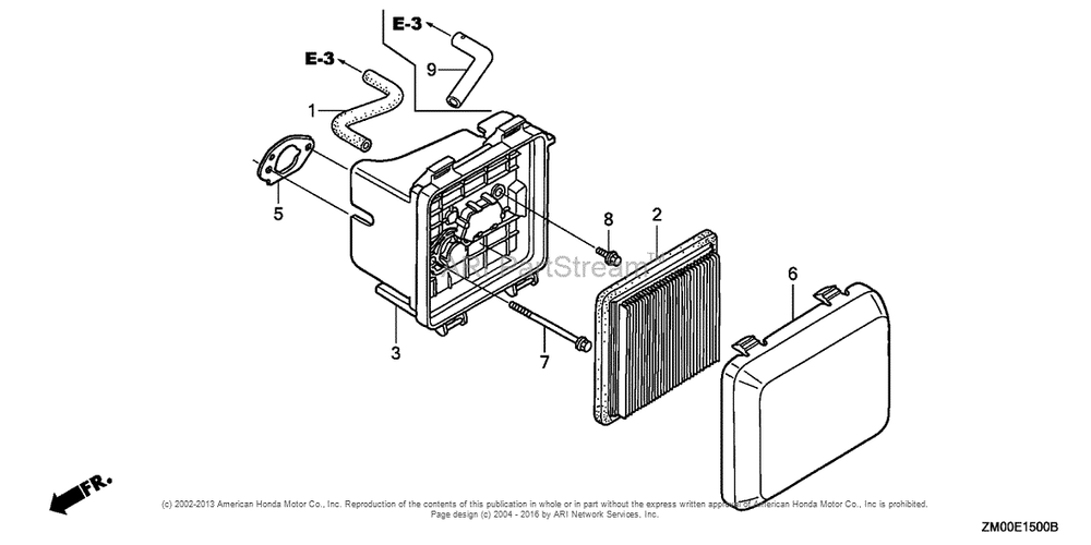 Air Cleaner Diagram and Parts List for GCV160LA0 (typeSBA)(GJARA-1000001) Honda Engine