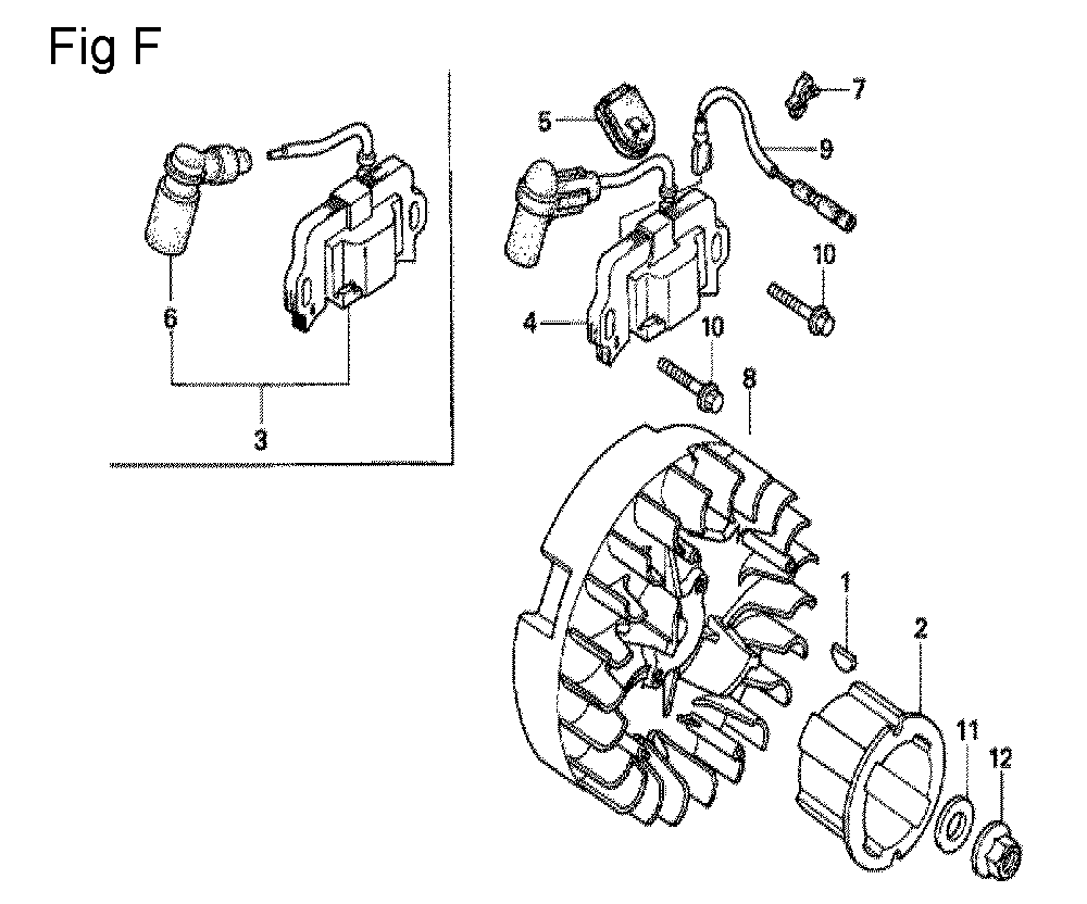 Fig-6 Diagram and Parts List for GX100U Type KRB Honda Engine