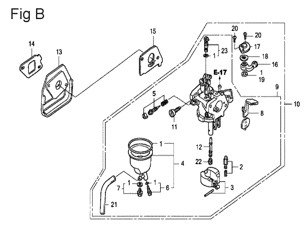 Fig-2 Diagram and Parts List for GX100U Type SE14 Honda Engine