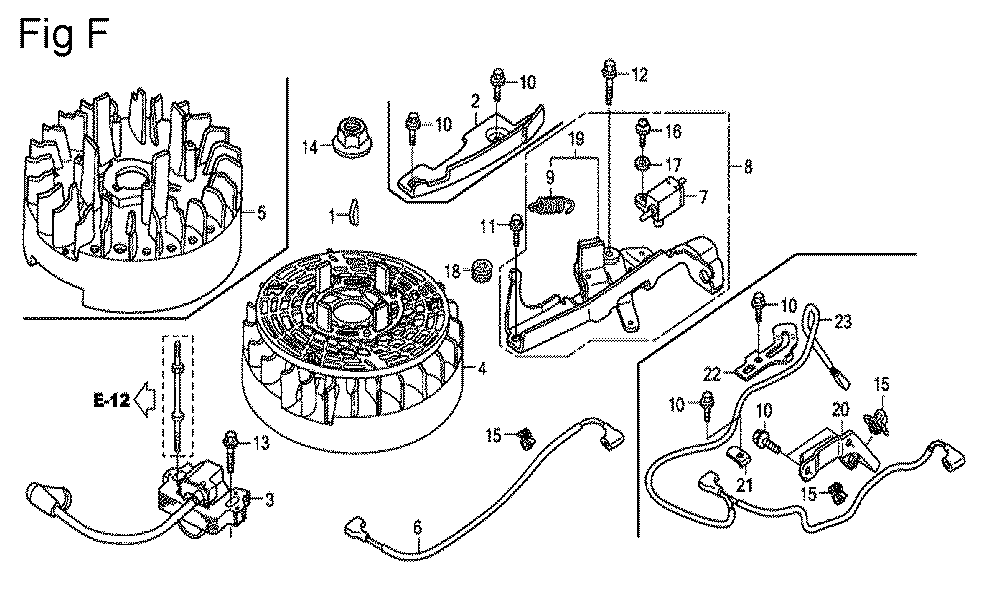 Fig-6 Diagram and Parts List for GSV190A Type A3G7 Honda Engine