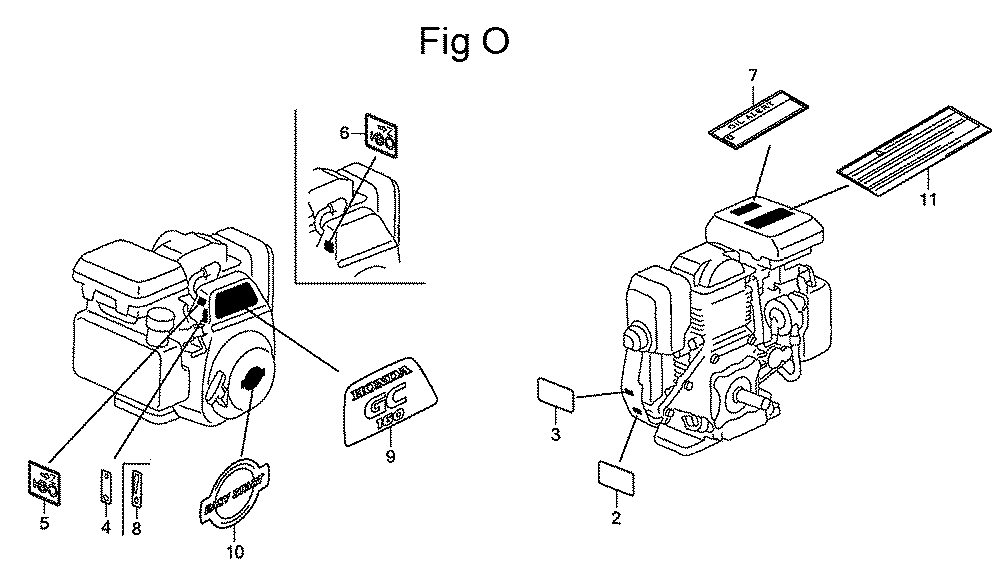 Fig-15 Diagram and Parts List for GC160LA Type QHA2 Honda Engine