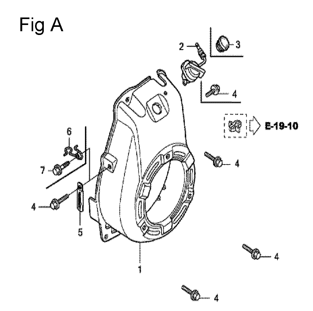Fig-1 Diagram and Parts List for GX100U Type KRB Honda Engine