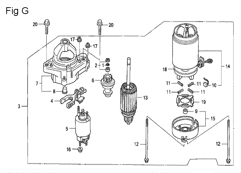 Fig-7 Diagram and Parts List for GCV530 Type DXA1 Honda Engine