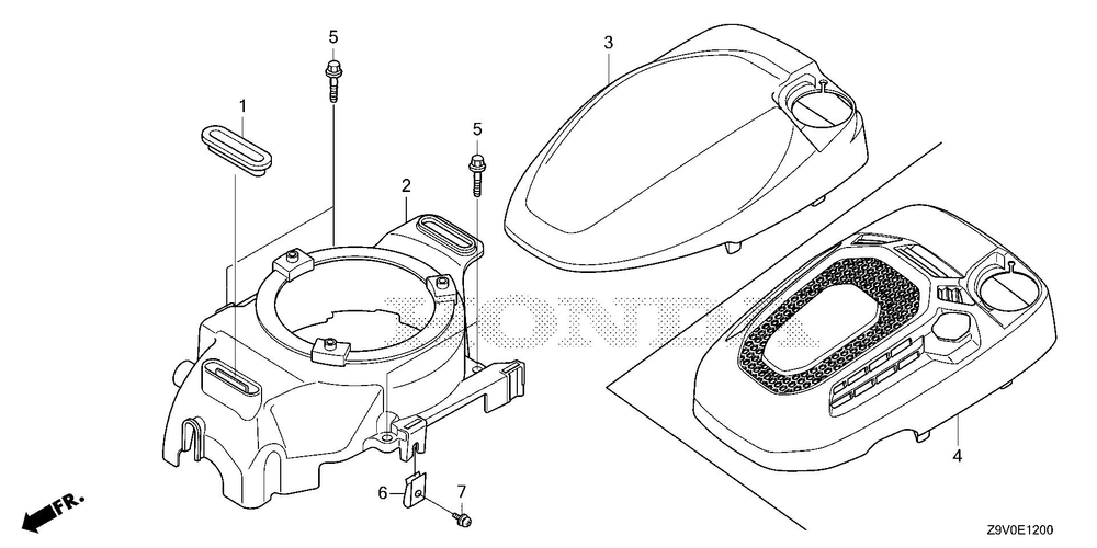 Fan Cover Diagram and Parts List for GCV200LA (Type G5BR)(GJAVA-1000001-9999999) Honda Engine