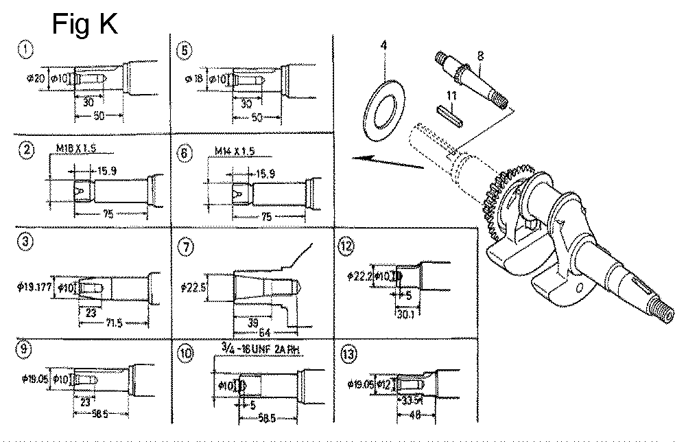 Fig-11 Diagram and Parts List for GC135 Type QHU1 Honda Engine