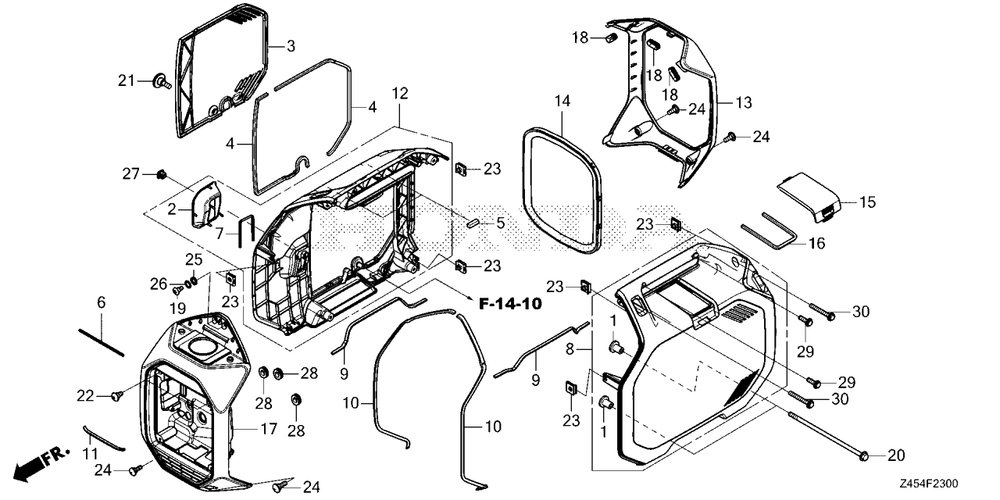 Front Panel-Side Panel -Rear Cover Diagram and Parts List for EU3200I (Type  AN)(EBKJ-1000001 - 9999999) Honda Generator