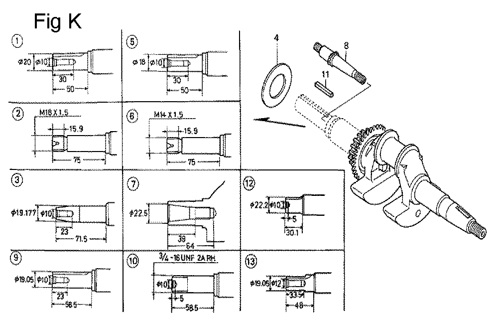 Fig-11 Diagram and Parts List for GC135 Type QHC1 Honda Engine
