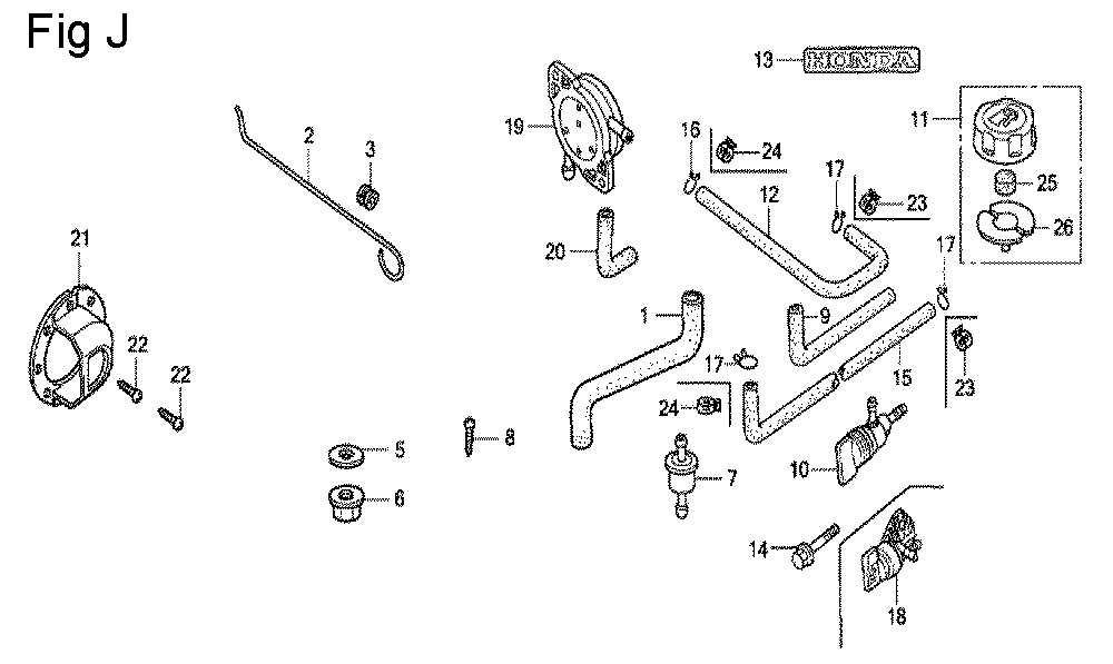 Fig-10 Diagram and Parts List for GC160A Type SHE Honda Engine