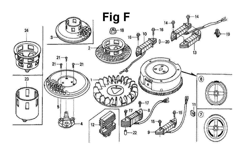 Fig-12 Diagram and Parts List for GXV340 Type DX Honda Engine