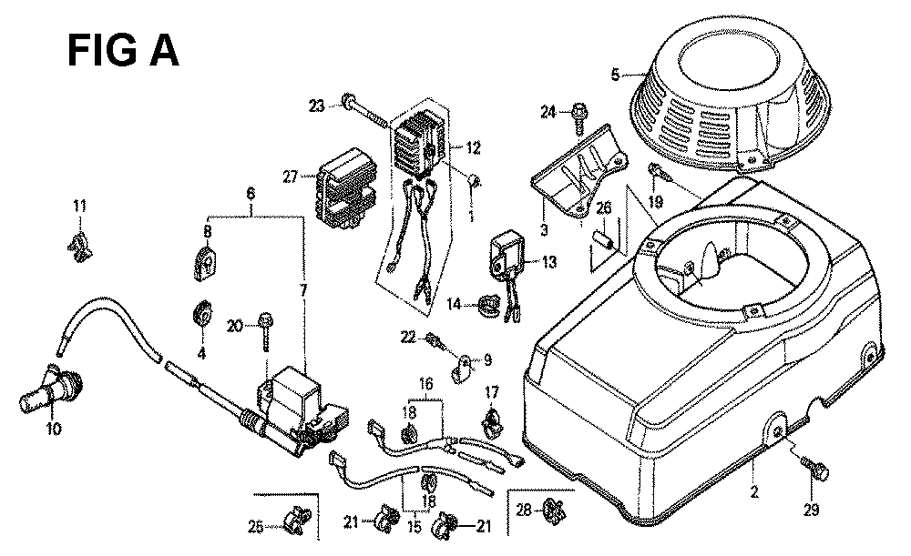 Fig-10 Diagram and Parts List for GXV340K1 Type DA4 Honda Engine