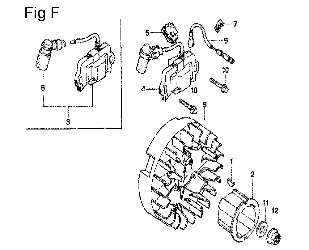 Fig-6 Diagram and Parts List for GX100U Type KRW2 Honda Engine