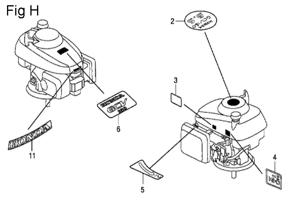 Fig-8 Diagram and Parts List for GCV160LA Type N7A1 Honda Engine