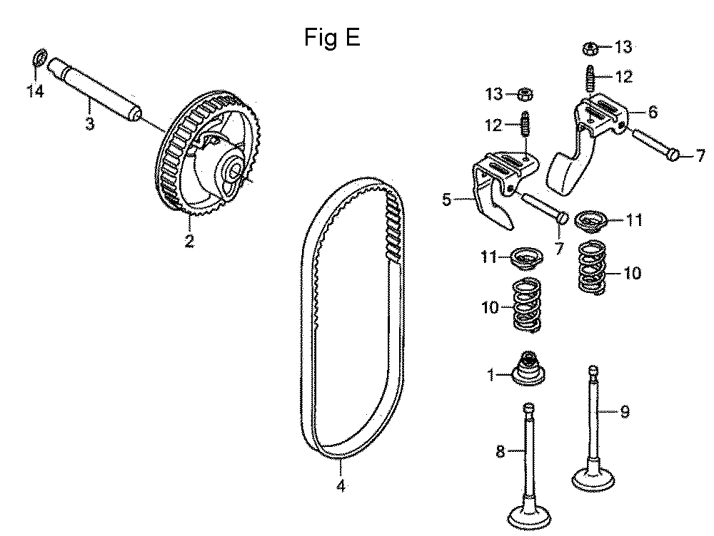 Fig-5 Diagram and Parts List for GC190LA Type QHAF Honda Engine