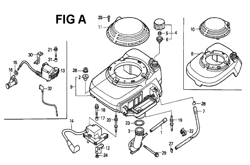 Fig-11 Diagram and Parts List for GXV140 Type A2YC Honda Engine