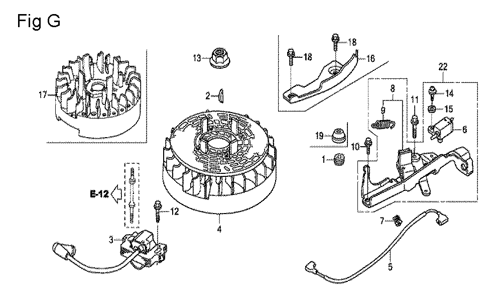 Fig-7 Diagram and Parts List for GCV190LA Type S3A Honda Engine