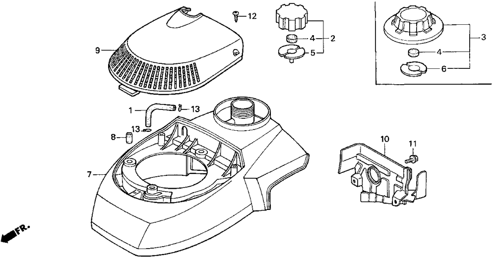 Fan Cover Diagram and Parts List for HP250 (Type  CA)(NA1-2000001 - 2599999) Honda Lawn Tractor Accessories