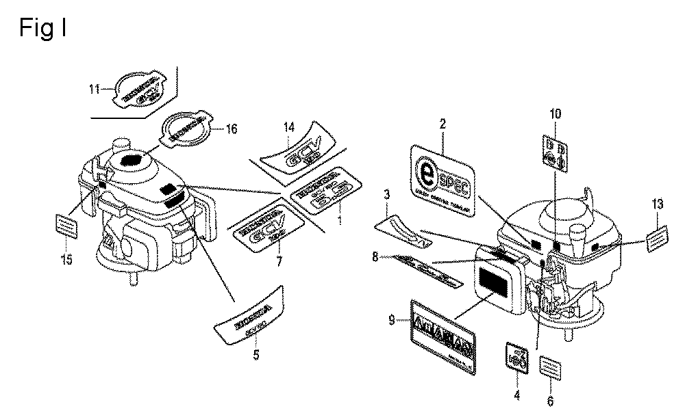 Fig-9 Diagram and Parts List for GCV190A Type E1A2 Honda Engine