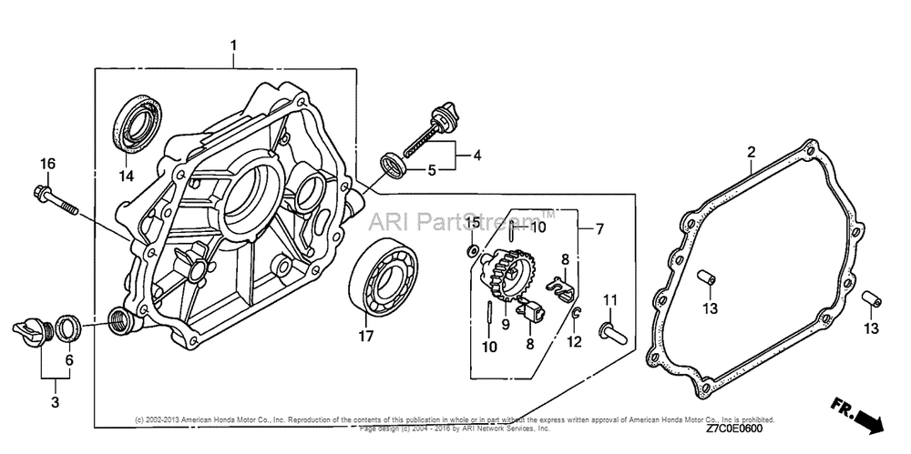 Crankcase Cover Diagram and Parts List for GX270UH (typeQXC9)(GCAGH-0000001) Honda Engine