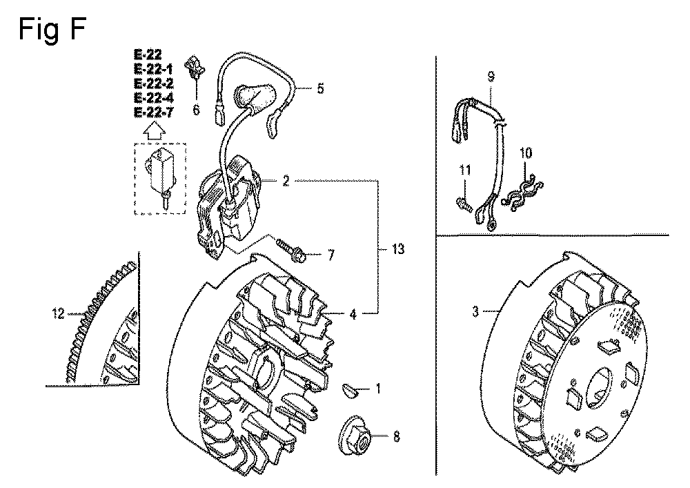 Fig-6 Diagram and Parts List for GC160 Type QHU1 Honda Engine