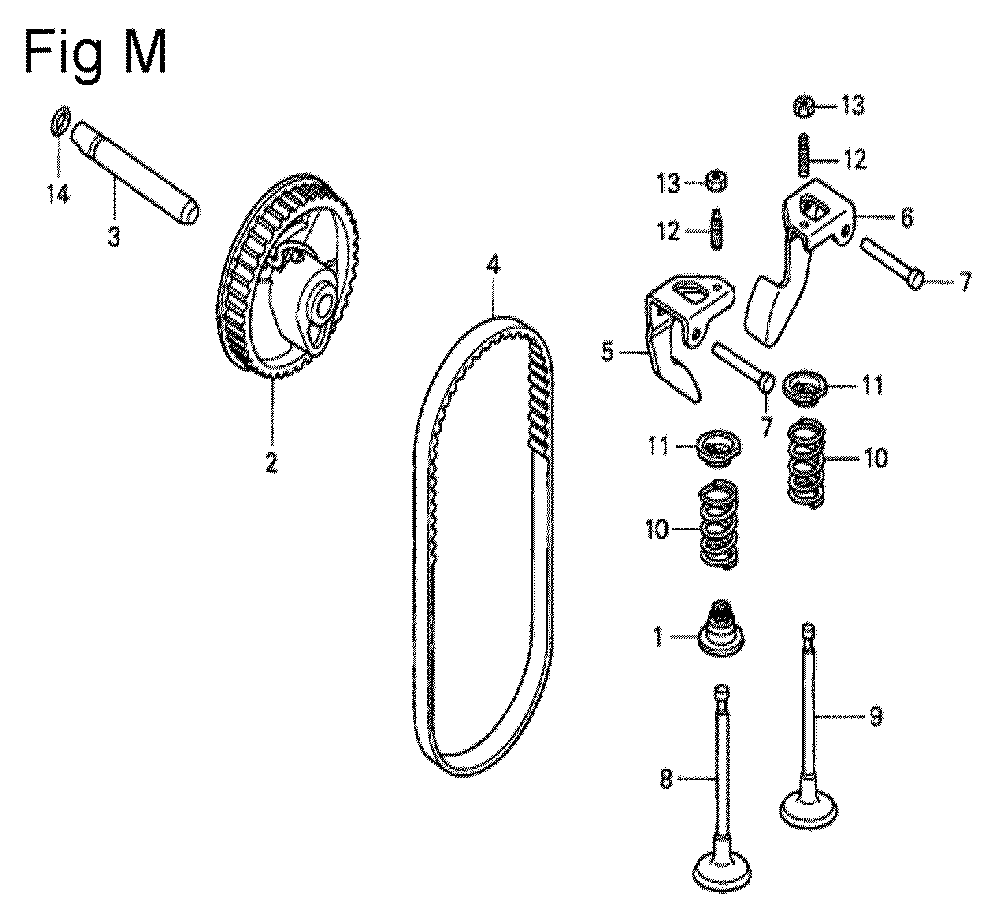 Fig-13 Diagram and Parts List for GS190A Type QBU Honda Engine