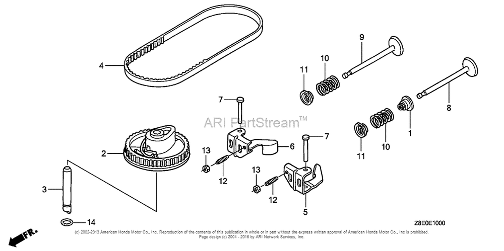 Camshaft Pulley Diagram and Parts List for GSV190LA (typeS3T)(GJACA-1035731) Honda Engine