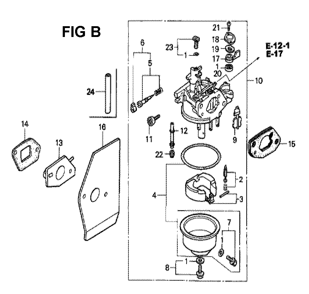 Fig-6 Diagram and Parts List for GXV160 Type P Honda Engine