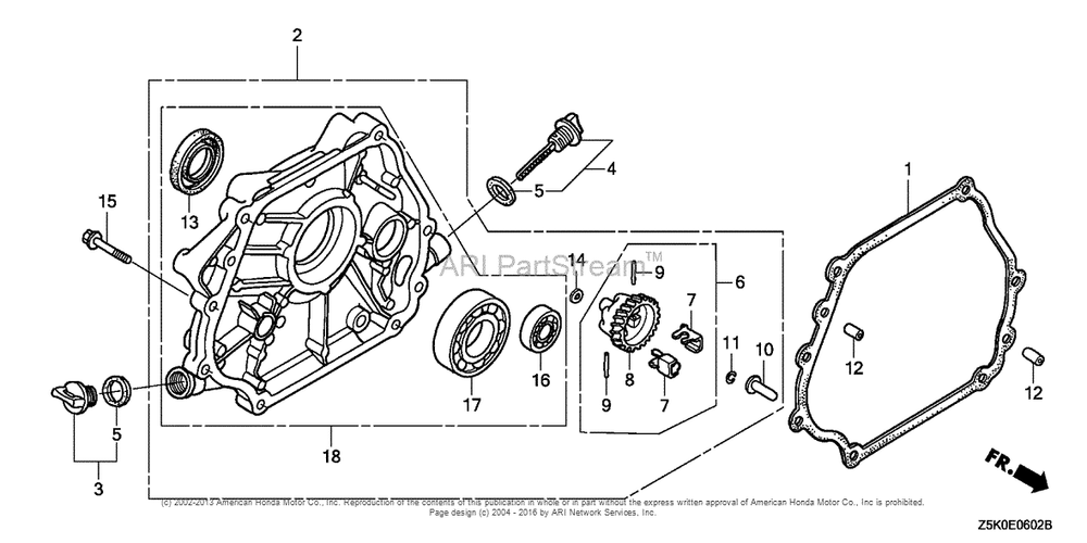 Crankcase Cover (3) Diagram and Parts List for GX270UT2 (typePAE2)(GCBGT-1000001) Honda Engine