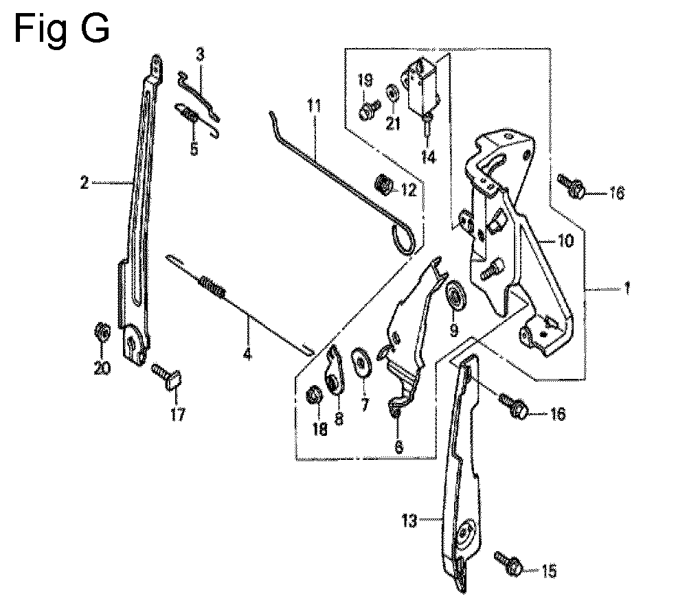 Fig-7 Diagram and Parts List for GC135 Type QFC Honda Engine