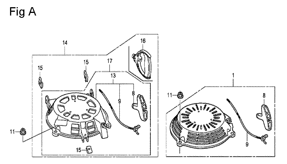 Fig-1 Diagram and Parts List for GCV160A Type E5A4 Honda Engine