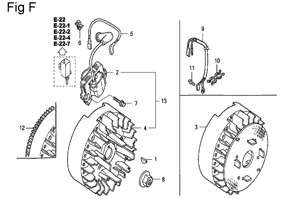 Fig-6 Diagram and Parts List for GC135 Type WHE Honda Engine