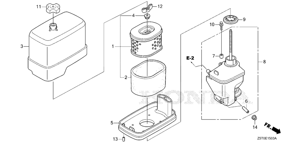 Air Cleaner (4) Diagram and Parts List for GX390UT2 (Type  LX2/A)(GCBCT-3000001 - 3485996) Honda Engine