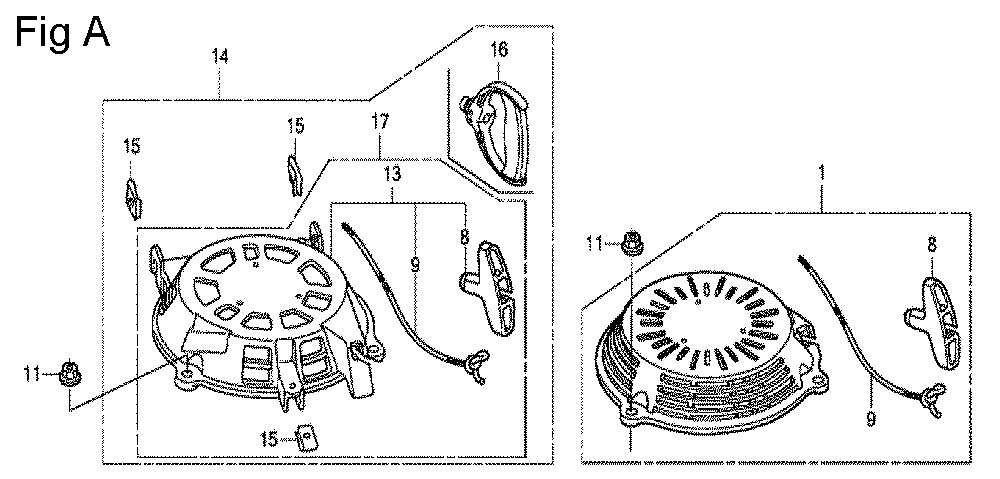 Fig-1 Diagram and Parts List for GCV160 Type A2R Honda Engine