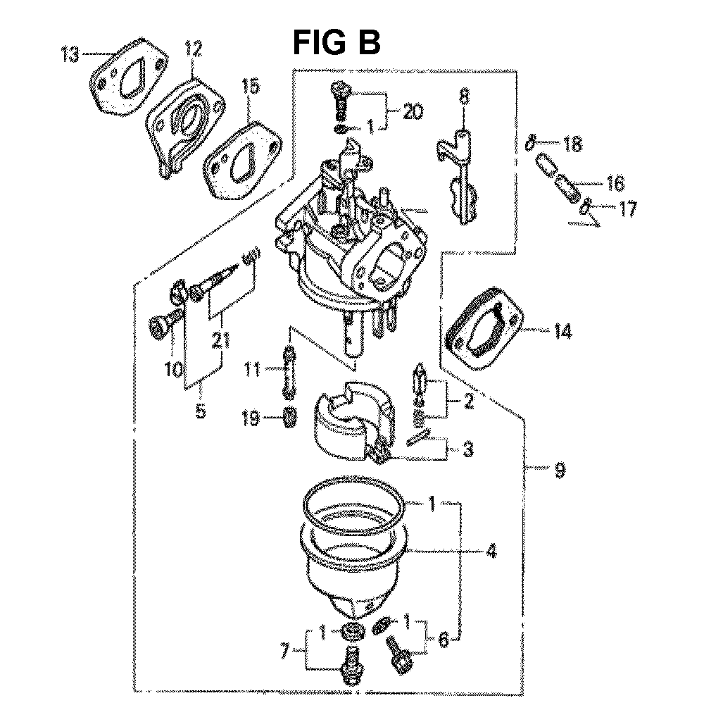 Fig-10 Diagram and Parts List for GXV140 Type MAH Honda Engine