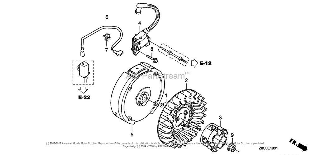 Flywheel (Cast Iron) Diagram and Parts List for GC190LA (typeMHA2)(GCAAA-1496157) Honda Engine