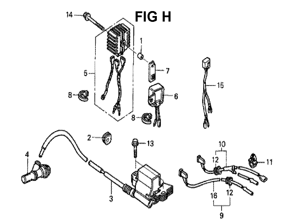 Fig-14 Diagram and Parts List for GXV340K2 Type DA2 Honda Engine