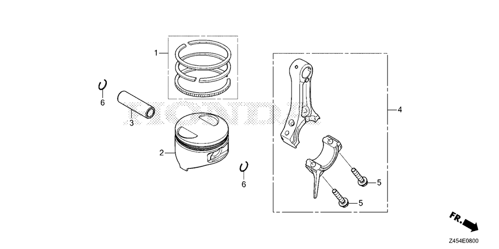 Piston-Connecting Rod Diagram and Parts List for EU3200I (Type  AC)(EBKJ-1000001 - 9999999) Honda Generator