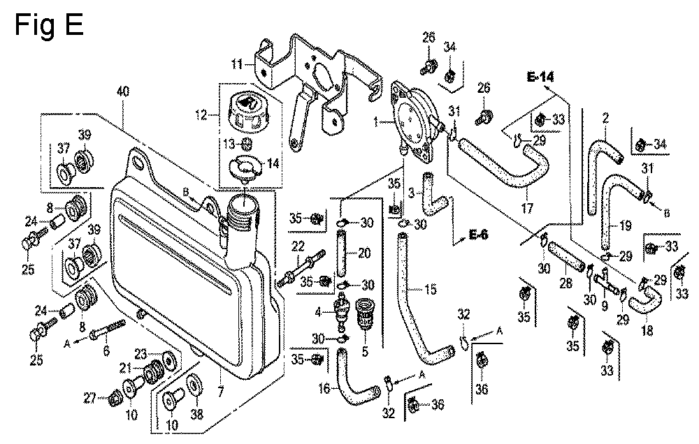 Fig-5 Diagram and Parts List for GC190A Type QHC Honda Engine