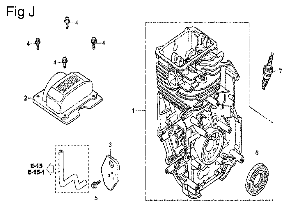 Fig-10 Diagram and Parts List for GC190A Type QHP7 Honda Engine