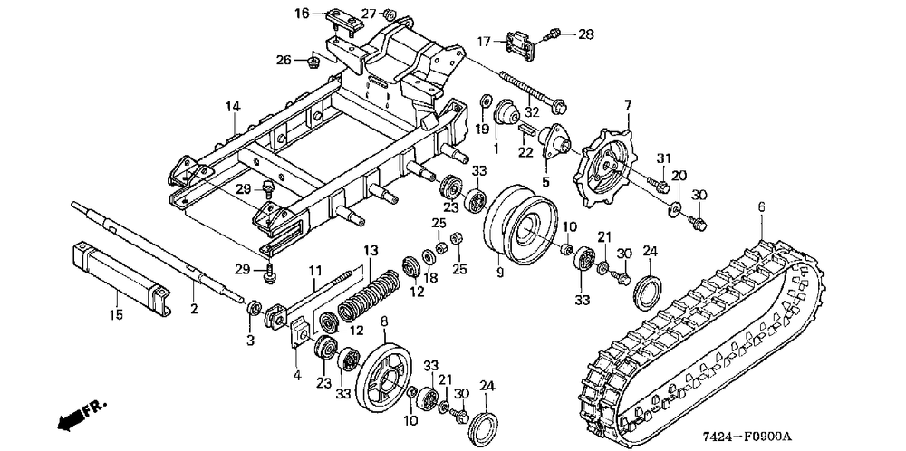 Frame Diagram and Parts List for HP400K1 (Type  BA)(NAA-2300001 - 2599999) Honda Lawn Tractor Accessories