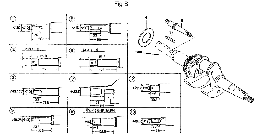 Fig-2 Diagram and Parts List for GC160A Type QHA1 Honda Engine