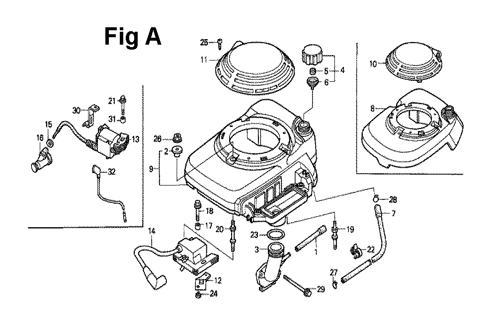 Fig-4 Diagram and Parts List for GXV140 Type A1K Honda Engine