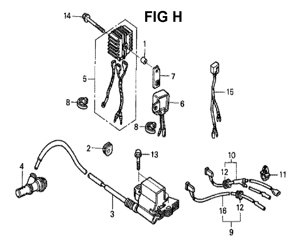 Fig-13 Diagram and Parts List for GXV340K2 Type DA23 Honda Engine