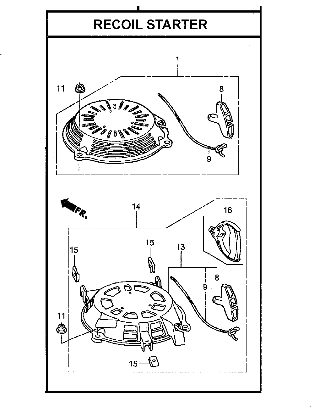 Recoil starter Diagram and Parts List for GCV160-LA0S3-ED  Honda Engine