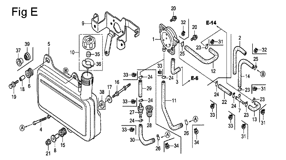 Fig-5 Diagram and Parts List for GC160 Type QHM Honda Engine