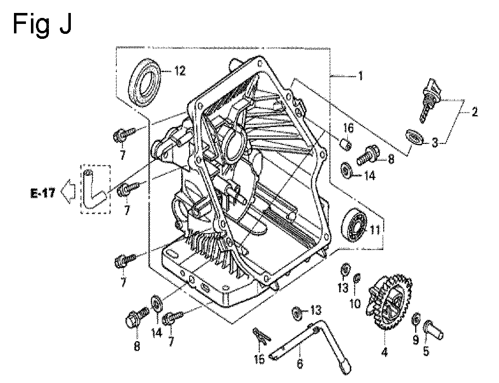 Fig-10 Diagram and Parts List for GS190A Type MBA2 Honda Engine