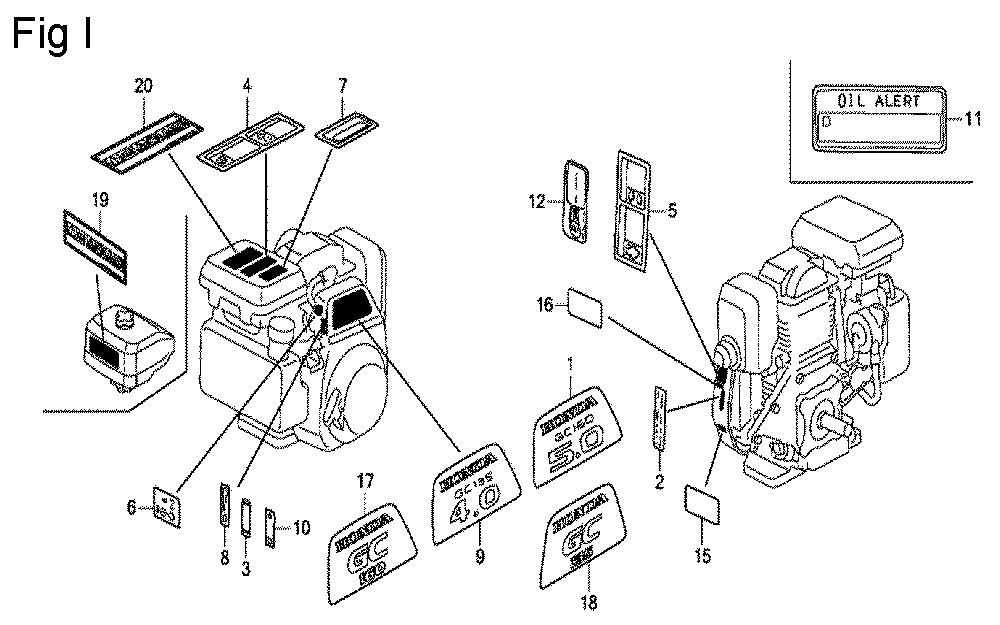 Fig-9 Diagram and Parts List for GC135 Type PXC Honda Engine
